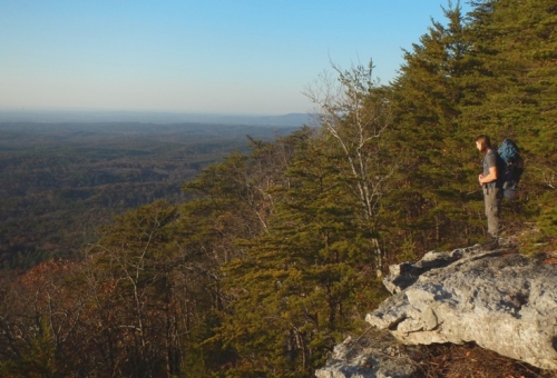 Looking out over the Talladega National Forest from the Cheaha Wilderness. 